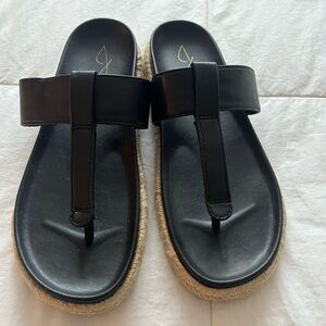 Joie Vegan Leather Espadrille‎ Flat Thong Sandals Size 10 Slip On Boho